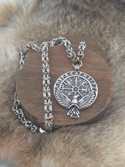Raven Pendant on a 22" Stainless Steel and Coffee Bean Niobium Byzantine Chainmail Necklace