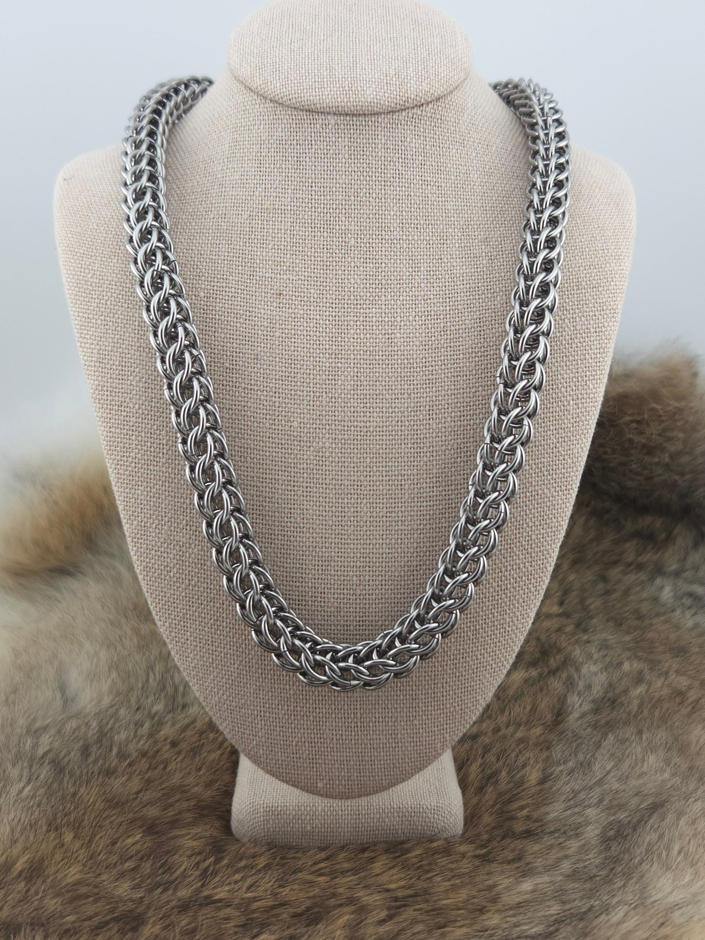 22" Stainless Steel Full Persian Chainmail Necklace Foxweave Studios