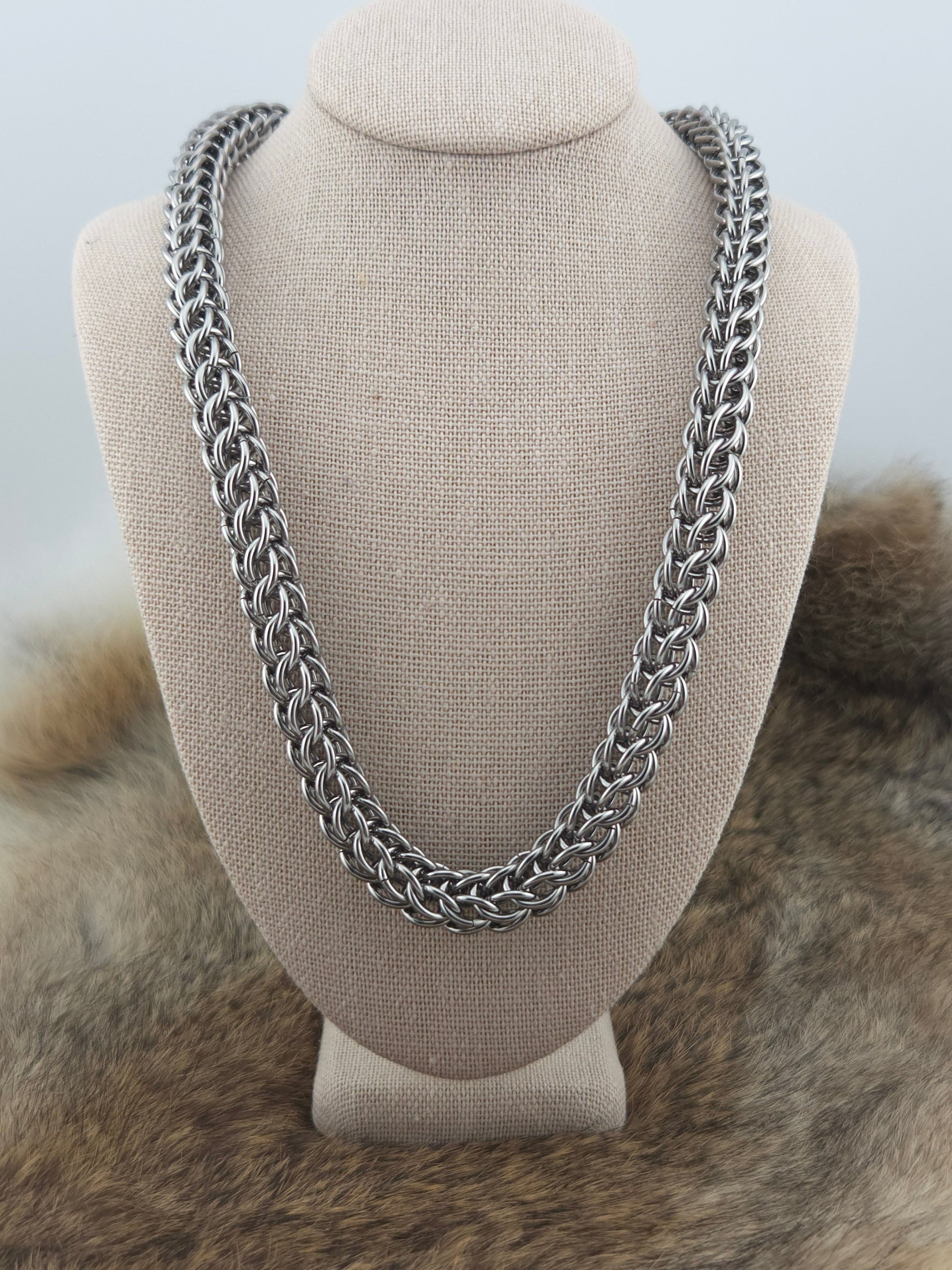 22" Stainless Steel Full Persian Chainmail Necklace Foxweave Studios