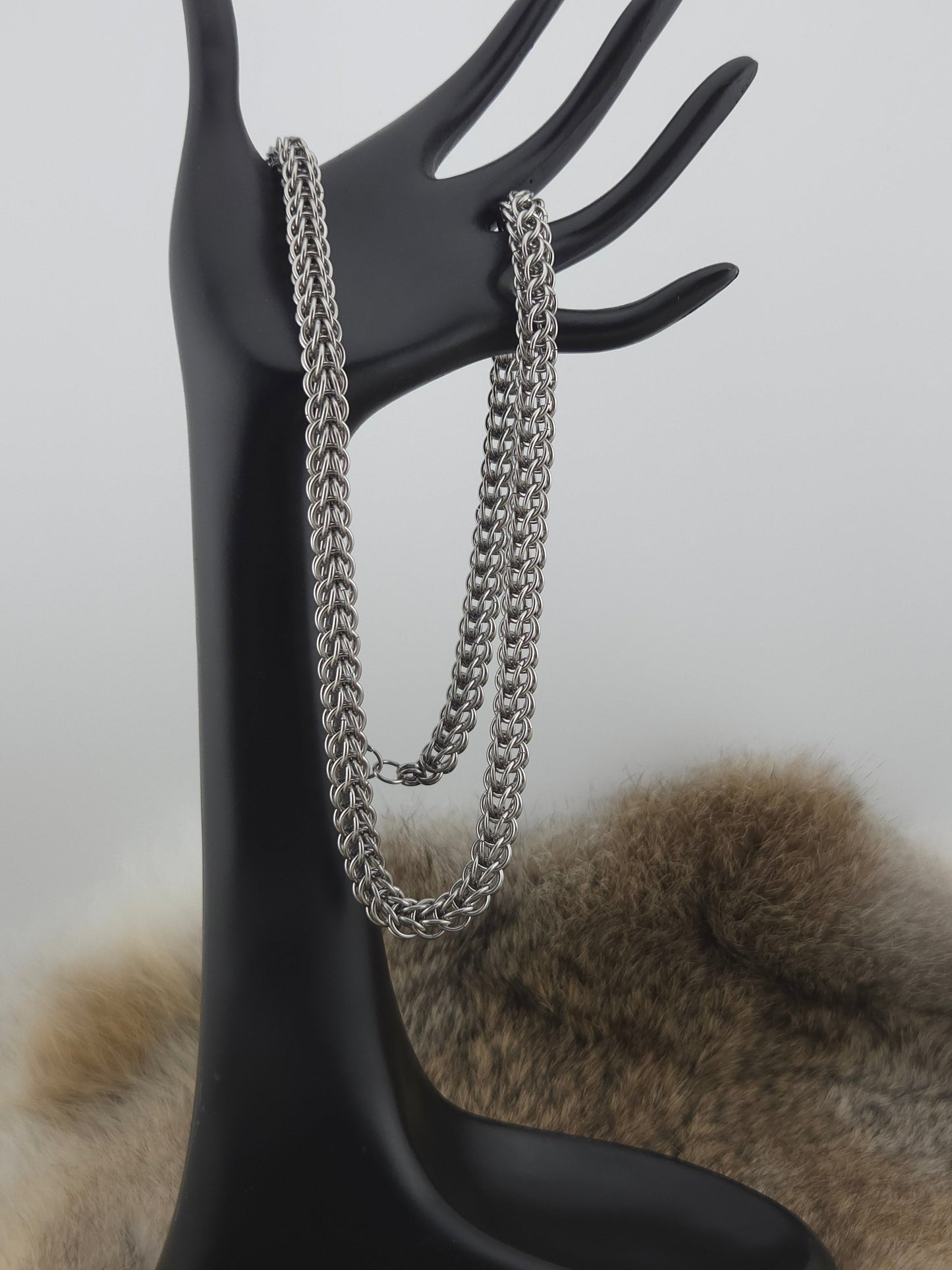 22" Slender Stainless Steel Full Persian Chainmail Necklace Foxweave Studios