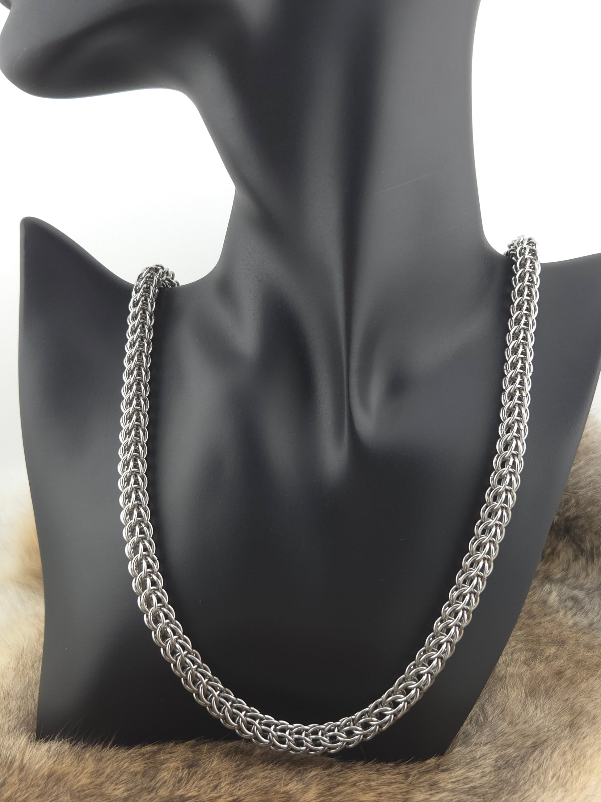 22" Slender Stainless Steel Full Persian Chainmail Necklace Foxweave Studios