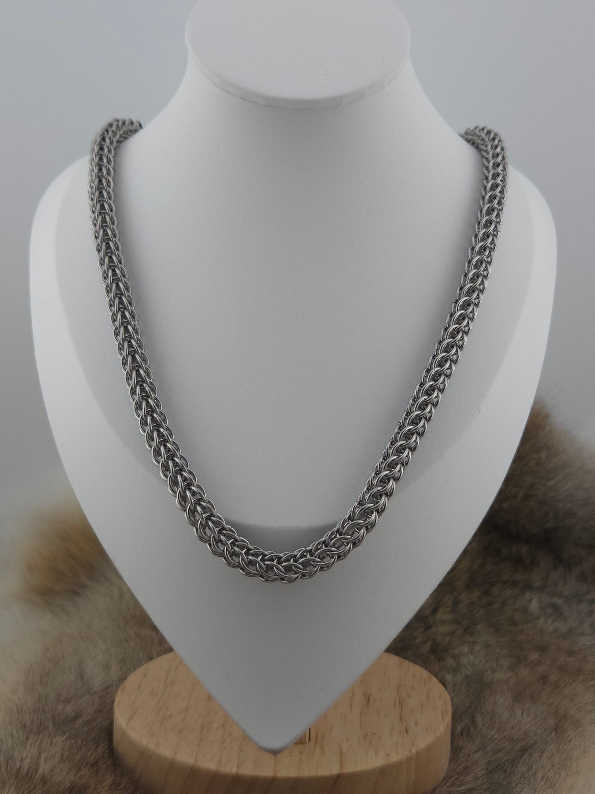 22" Slender Stainless Steel Full Persian Chainmail Necklace Foxweave Studios