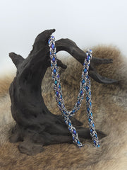 22" Stainless Steel and Peacock Titanium Byzantine Chainmail Necklace