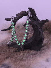 22" Stainless Steel Byzantine Chainmail Necklace with Captured Yellow/Green Glow Beads