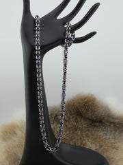 22" Slender Stainless Steel and Dark Purple Byzantine Chainmail Necklace