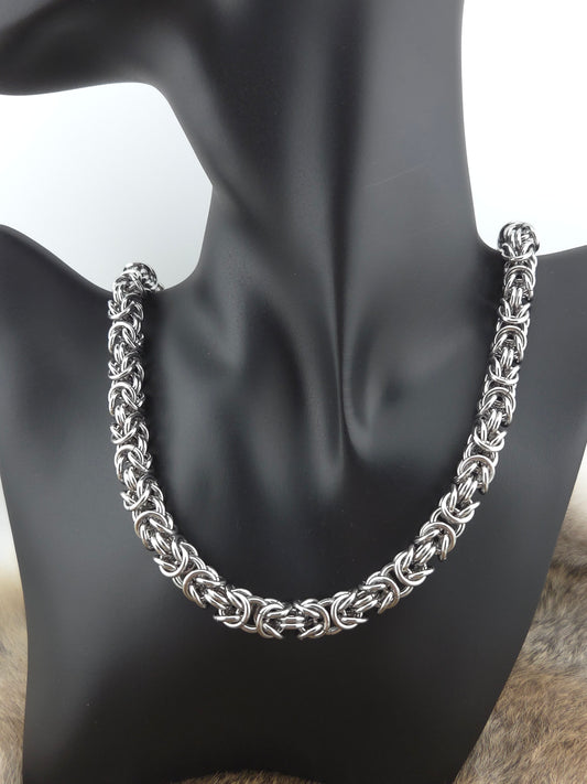 22" Stainless Steel Chunky Byzantine Chainmail Necklace