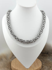Stainless Steel Chunky Byzantine Chainmail Necklace – 22
