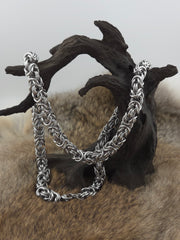 Stainless Steel Chunky Byzantine Chainmail Necklace – 22