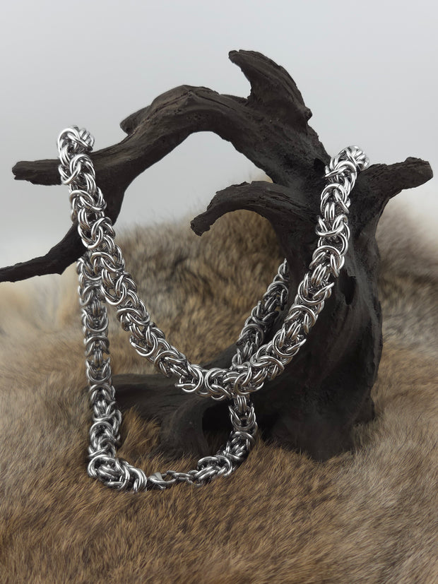Stainless Steel Chunky Byzantine Chainmail Necklace – 22