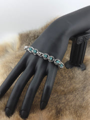 Stainless Steel Byzantine Bracelet – Teal Glow Beads