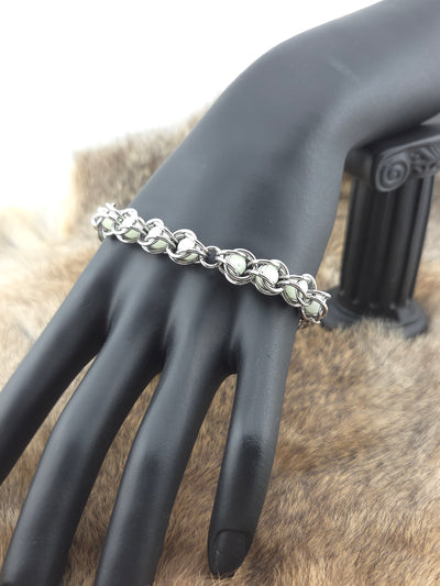 Byzantine Glow Bead Bracelet – Stainless Steel Chainmail