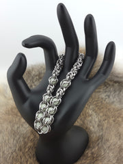 Byzantine Glow Bead Bracelet – Stainless Steel Chainmail