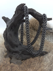 Black Glass Titanium Full Persian Chainmail Necklace