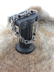 Stainless Steel and Captured Black Bead Bracelet