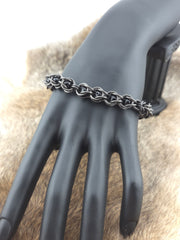 8" Black Glass Titanium and Black Bead Bracelet
