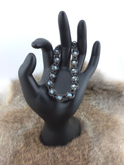 8" Black Glass Titanium and Opal Bracelet