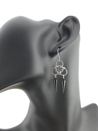 Stainless Steel Aura Unit Earrings - Black Steel Spikes