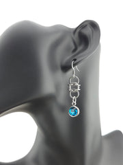 Stainless Steel Earrings - Aquamarine Glass Drops