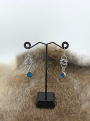 Stainless Steel Earrings - Aquamarine Glass Drops
