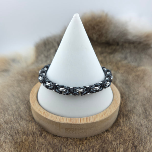Anodized Aluminum Byzantine Bracelet - Matte Black, Matte Titanium, Silver