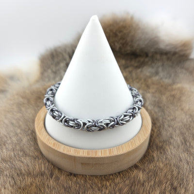 Anodized Aluminum Byzantine Bracelet - Frost and Black Ice