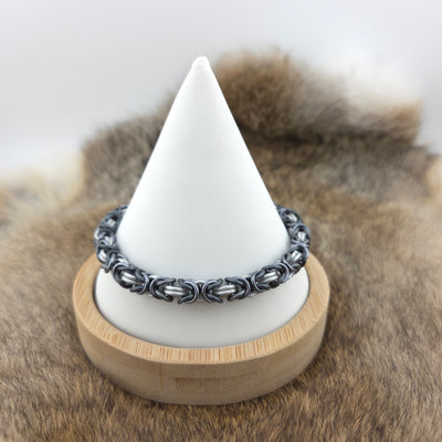 Anodized Aluminum Byzantine Bracelet - Black Ice, Matte Titanium, and Frost