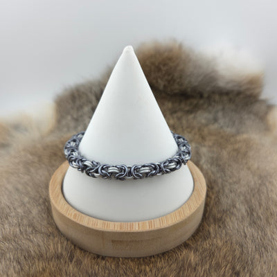 Anodized Aluminum Byzantine Bracelet - Black Ice and Frost