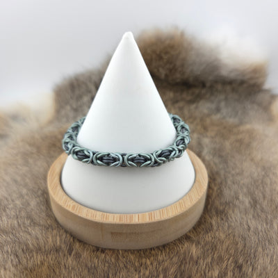 Anodized Aluminum Byzantine Bracelet - Matte Seafoam and Matte Titanium