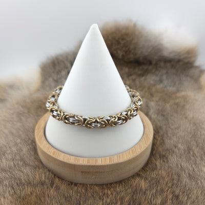 Anodized Aluminum Byzantine Bracelet - Champagne and Silver