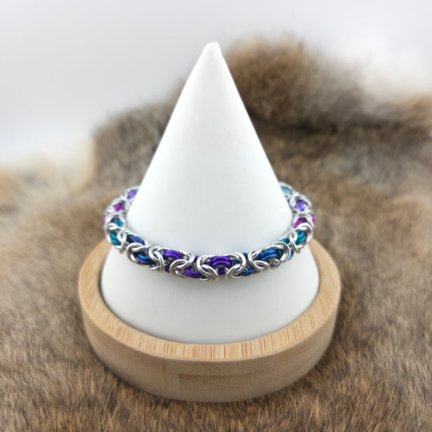 Anodized Aluminum Byzantine Bracelet - Purple, Blue, Teal, Violet, Lilac, and Sky Blue