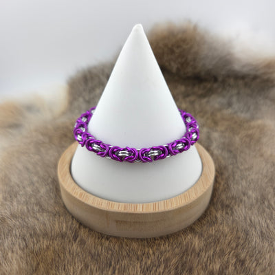 Anodized Aluminum Byzantine Bracelet - Matte Violet, Violet, and Silver