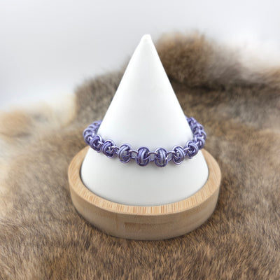 Anodized Aluminum Barrel Weave Bracelet - Lavender and Matte Lavender