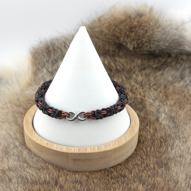 Anodized Aluminum Byzantine Bracelet - Matte Black and Matte Bronze + Infinity Link