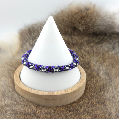 Anodized Aluminum Byzantine Bracelet - Asexual Pride on Silver