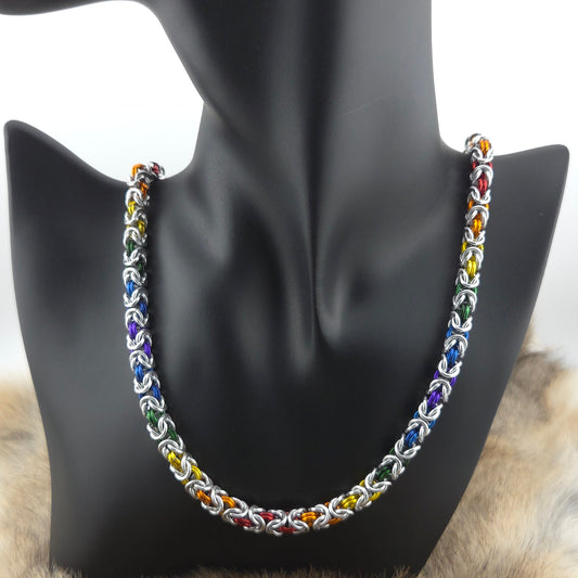 Anodized Aluminum Byzantine Necklace - Pride on Silver Foxweave Studios