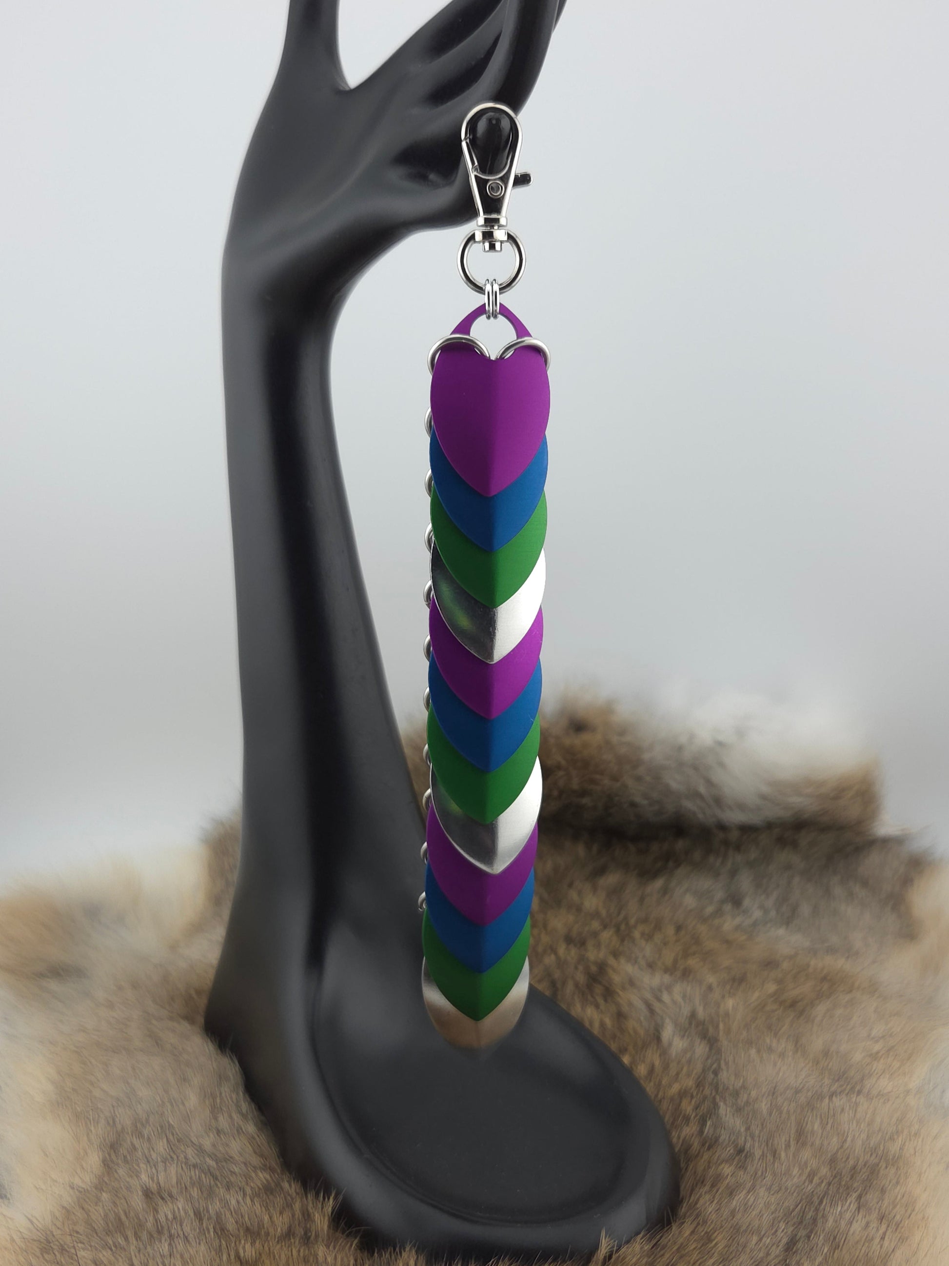 Fidget Scales - Large Scales - Violet, Blue, Green, and Silver (Silver Rings) Foxweave Studios