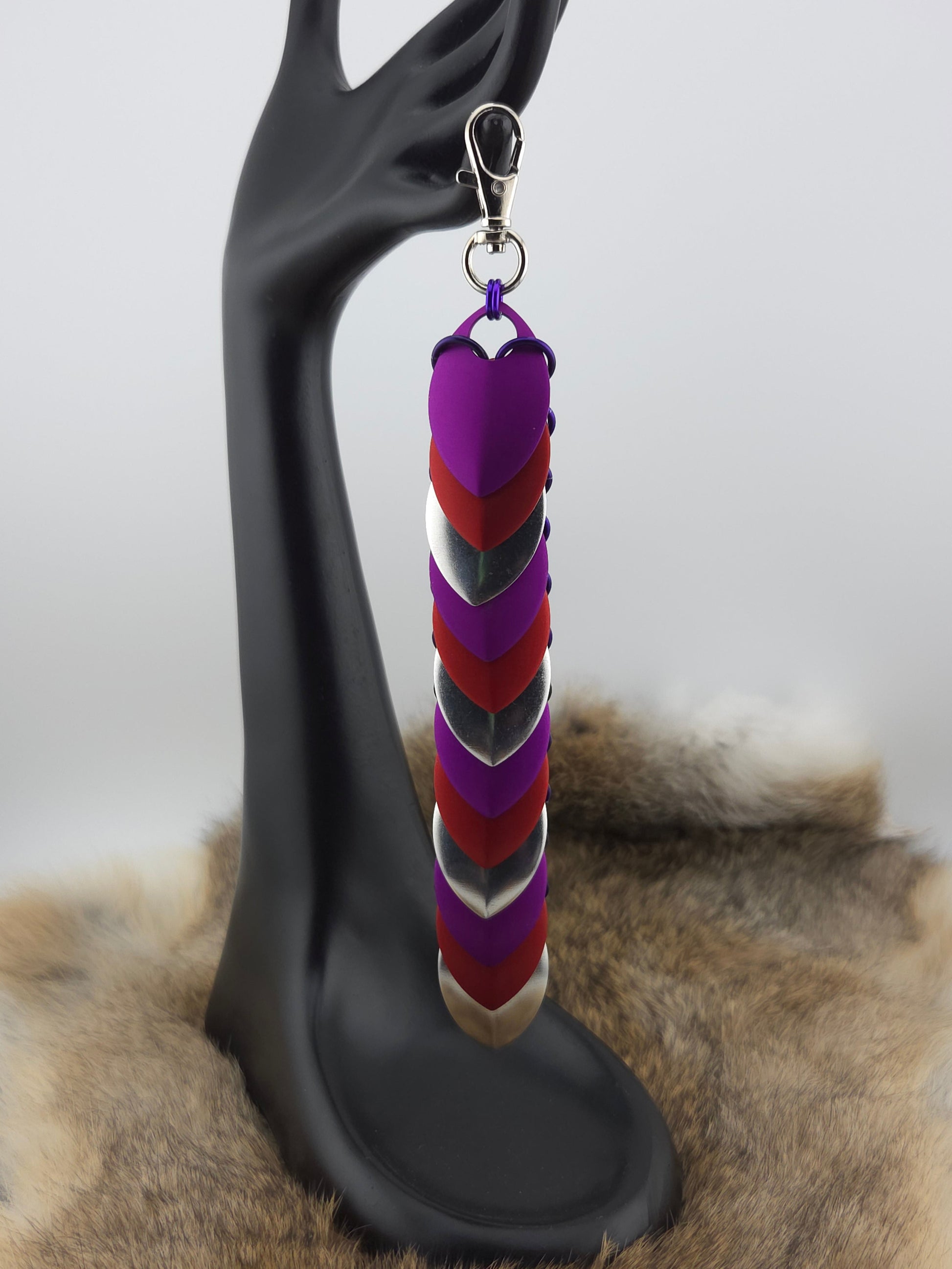 Fidget Scales - Large Scales - Violet, Red, and Silver (Purple Rings) Foxweave Studios