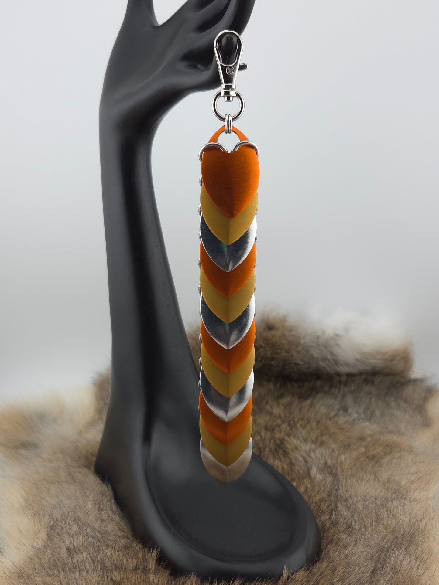 Fidget Scales - Large Scales - Orange, Gold, and Silver (Silver Rings) Foxweave Studios