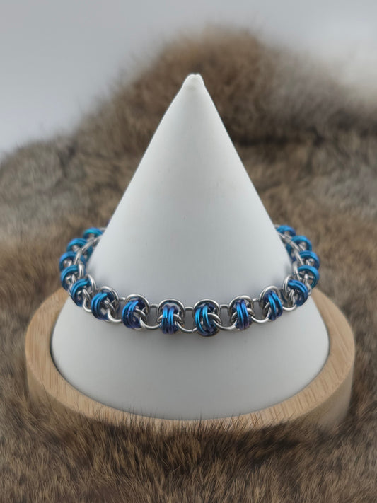 Stainless Steel and Tidal Niobium Barrel Weave Bracelet