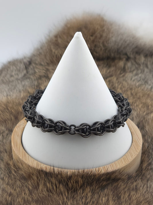 Black Glass Titanium and Black Bead Bracelet