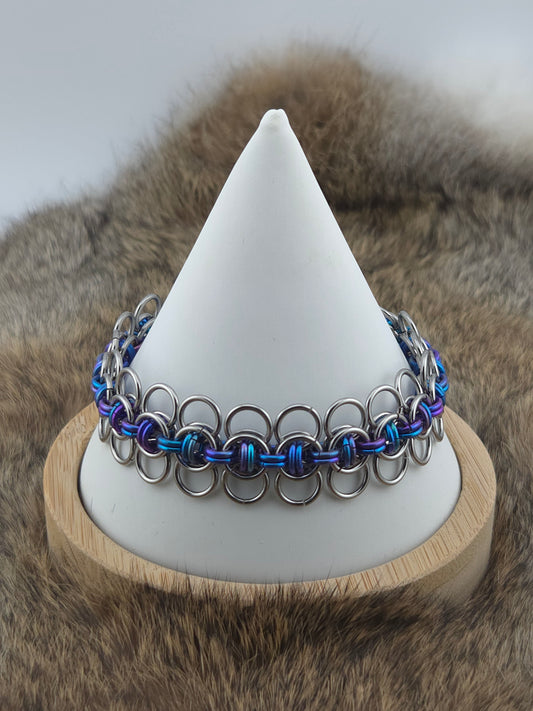 Stainless Steel and Peacock Titanium Celtic Wings Bracelet