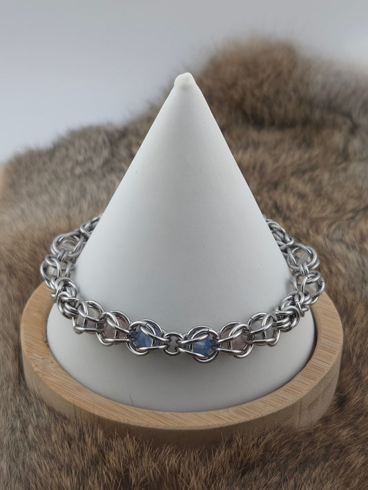 Transgender Pride Stainless Steel Byzantine Chainmail Bracelet