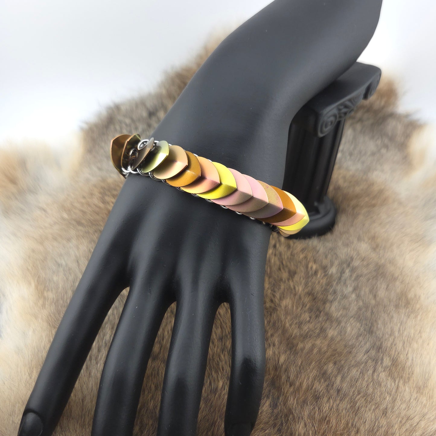 Dragon Scale Bracelet - Unique Anodized Titanium (003)
