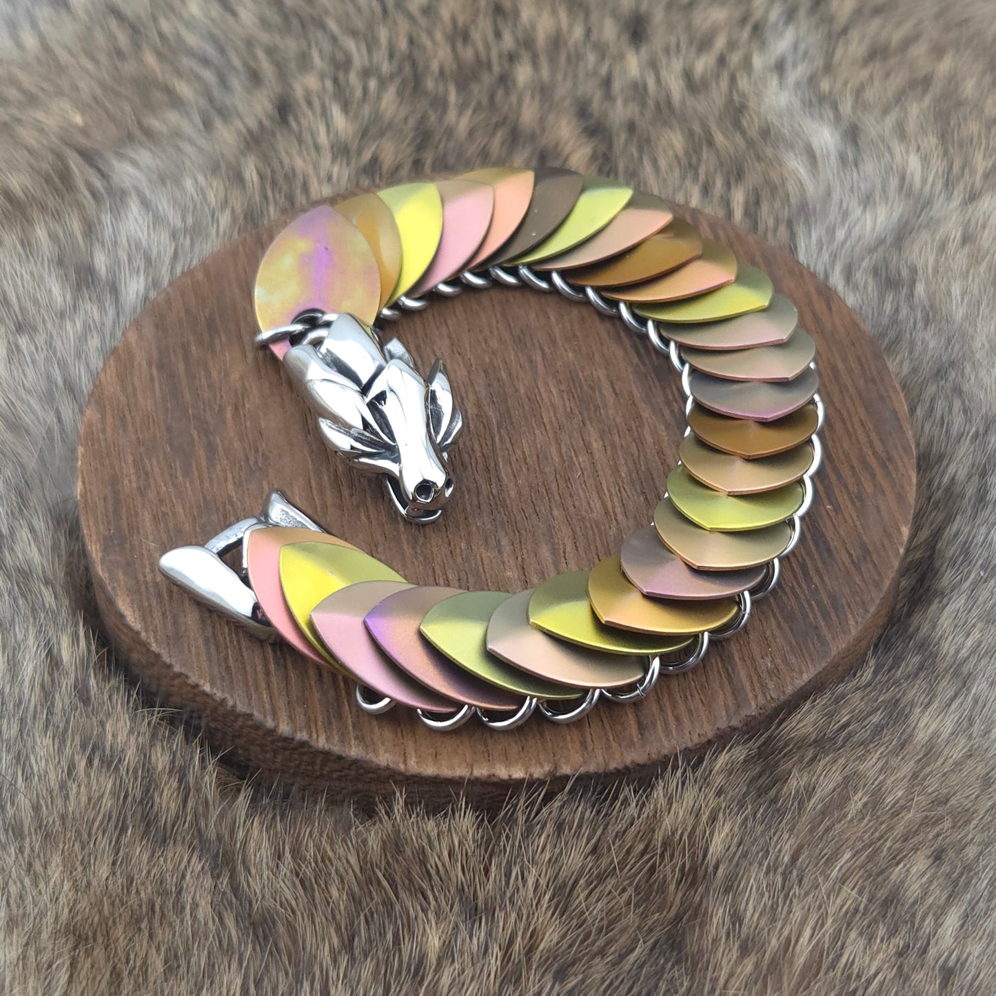 Dragon Scale Bracelet - Unique Anodized Titanium (003)