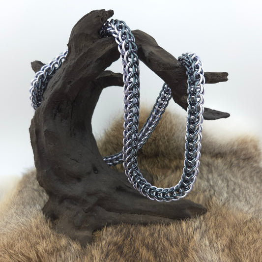 Full Persian Chainmail Necklace - Lavender and Gray - Premium Anodized Aluminum