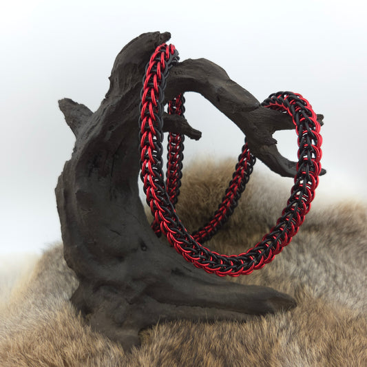 Full Persian Chainmail Necklace - Matte Black and Red - Premium Anodized Aluminum