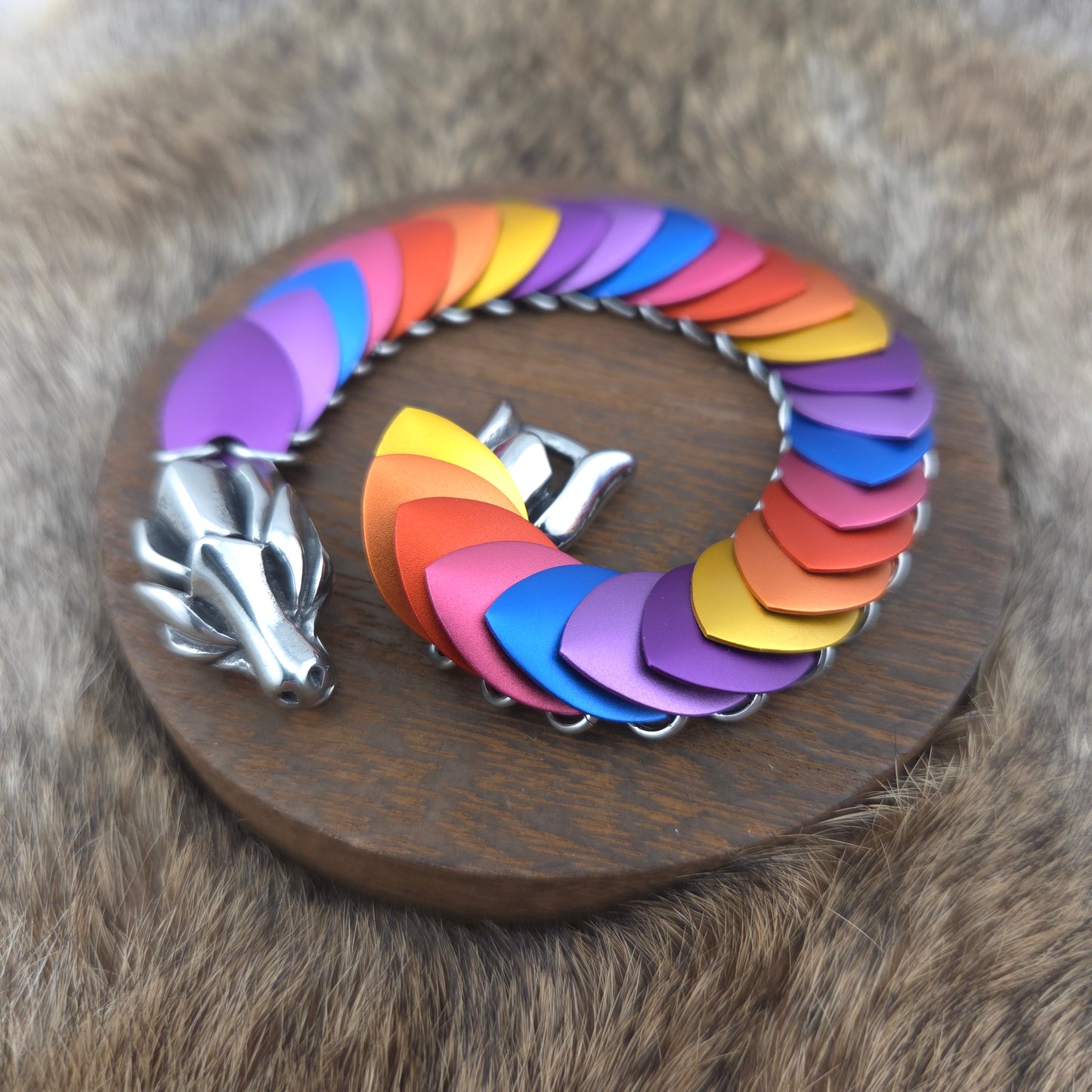 Dragon Scale Bracelet - Sunset - Purple, Blue, Orange, Gold
