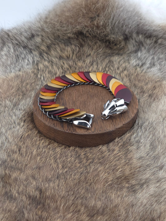 Dragon Scale Bracelet - Henna, Marsala, Pumpkin, Golden - Aluminum Scales