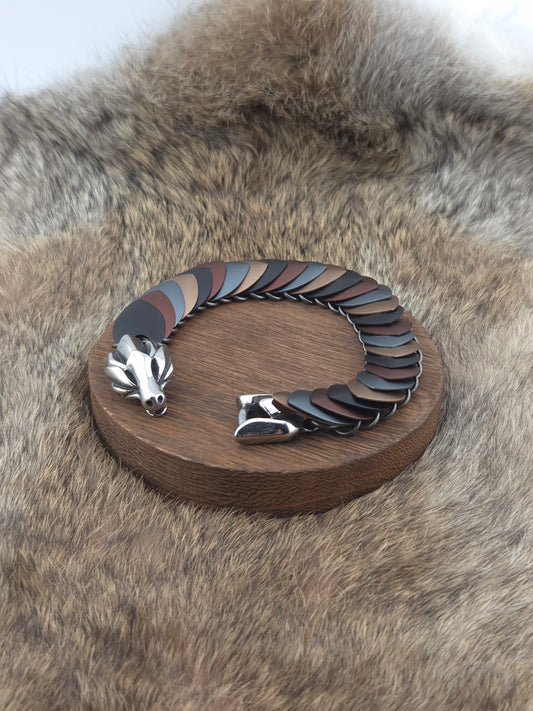 Dragon Scale Bracelet - Black, Brown, Bronze, Gray - Aluminum Scales
