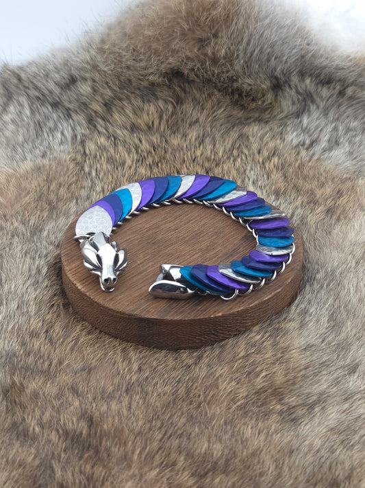 Dragon Scale Bracelet - Hammered Silver, Hammered Lilac, Hammered Cobalt, Hammered Turquoise - Aluminum Scales